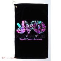 Cute Sunflower Purple Pink Ribbon Thyroid Cancer Awareness Golf Towel thumb 0