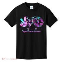 Cute Sunflower Purple Pink Ribbon Thyroid Cancer Awareness Kids T-Shirt thumb 0