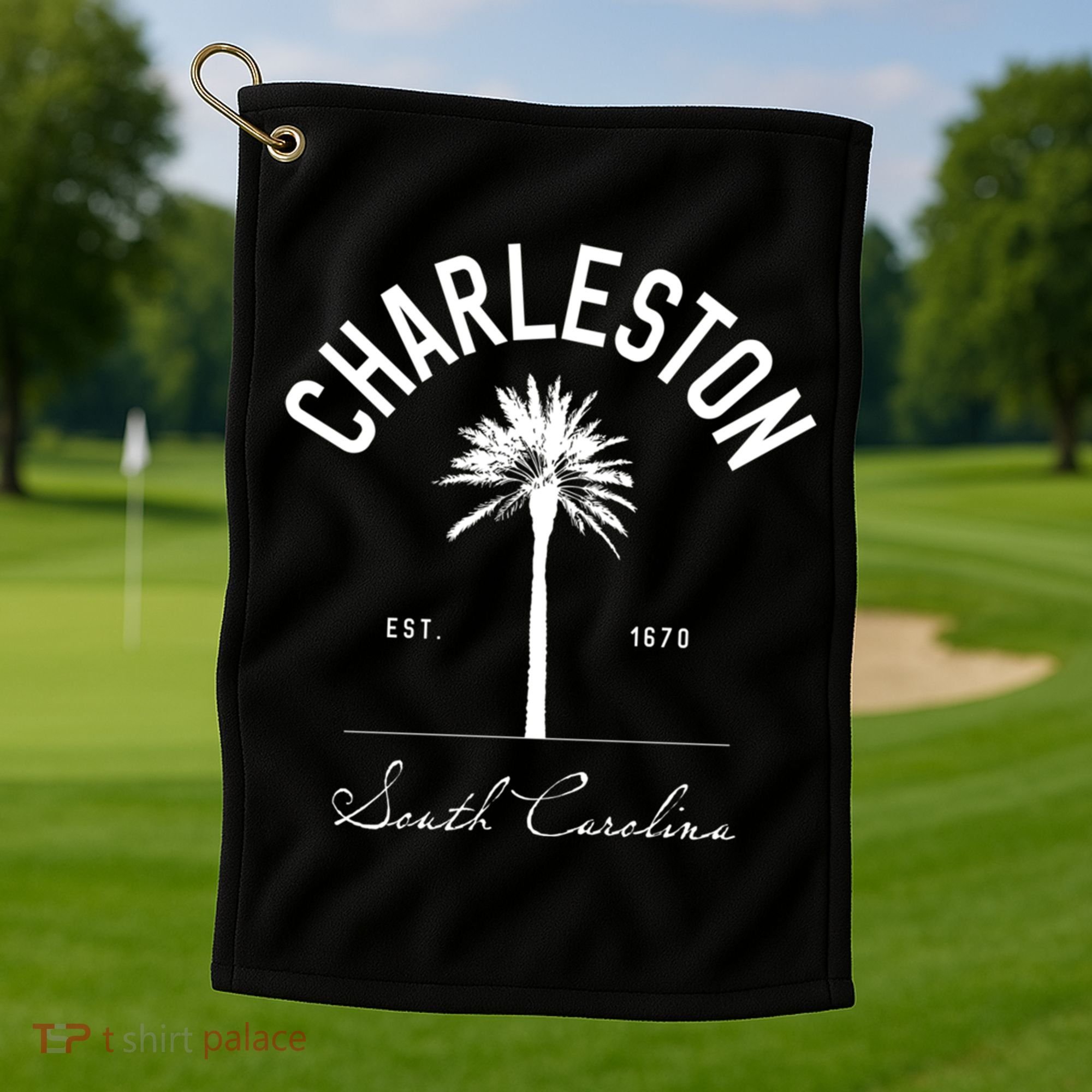 Charleston Sc Park Palm Tree Fort Sumter Gift South Carolina Funny Gift Golf Towel