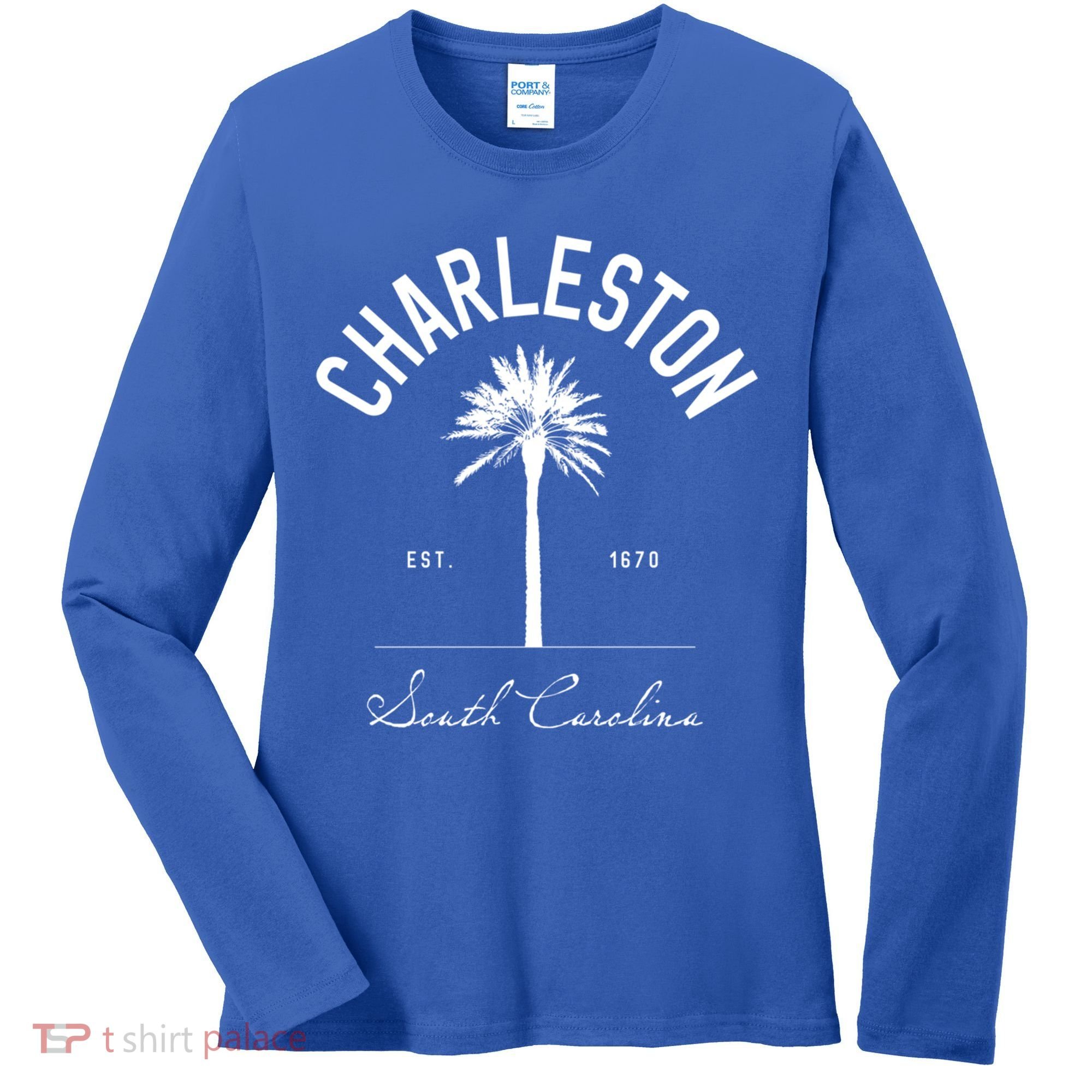 Charleston Sc Park Palm Tree Fort Sumter Gift South Carolina Funny Gift Women's Long Sleeve Shirt
