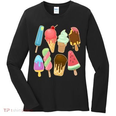 Cute Summer Popsicles And Ice Cream Women's Long Sleeve Shirt