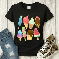 Cute Summer Popsicles And Ice Cream Women's T-Shirt thumb 3