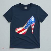 Cute Sparkly Patriotic American Usa Flag Heels Shoes T-Shirt thumb 5