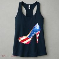 Cute Sparkly Patriotic American Usa Flag Heels Shoes Women's Tank Top thumb 3