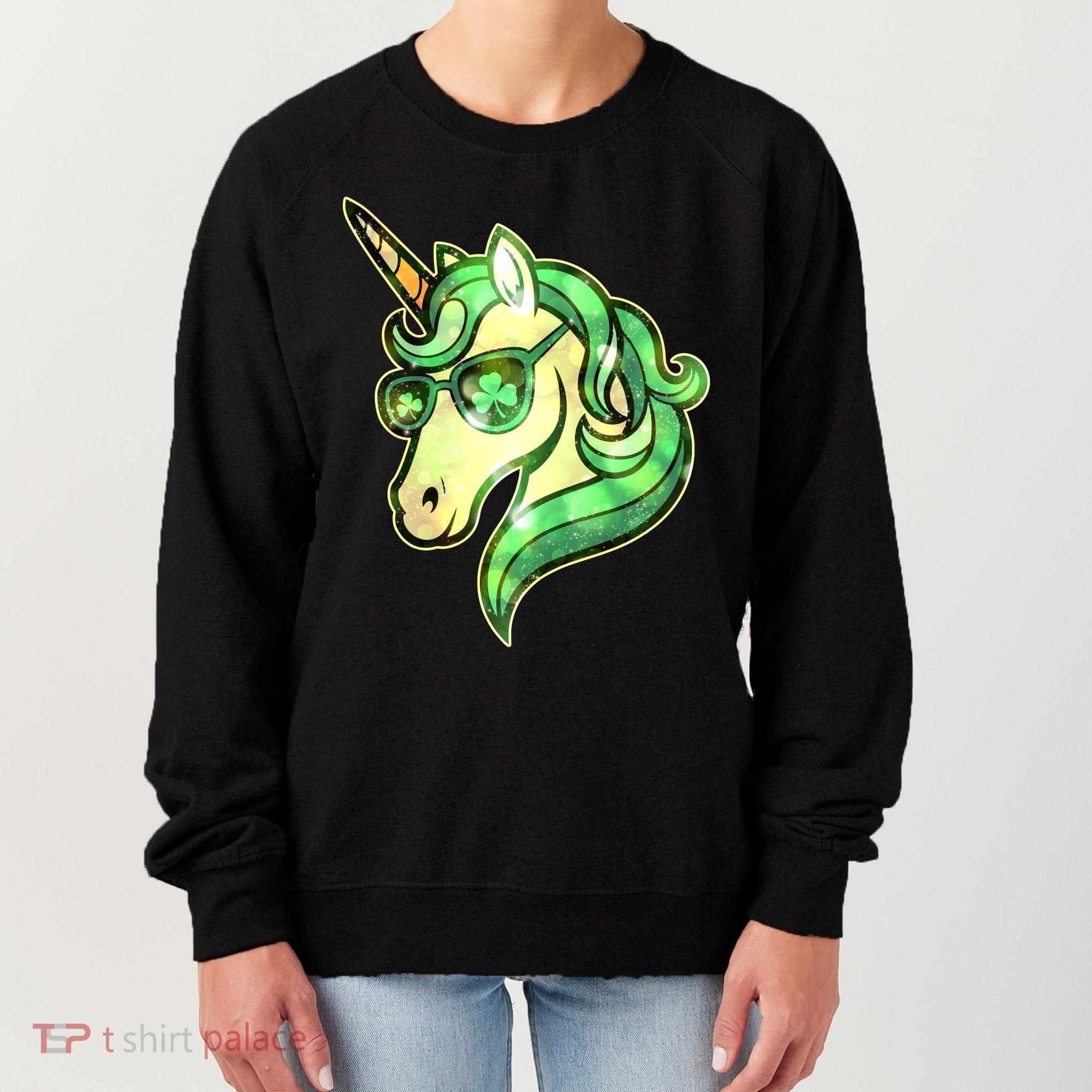 Cool St Patricks Day Lucky Shamrock Clover Unicorn Women's Sweatshirt