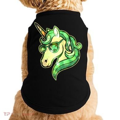 Cool St Patricks Day Lucky Shamrock Clover Unicorn Doggie Tank