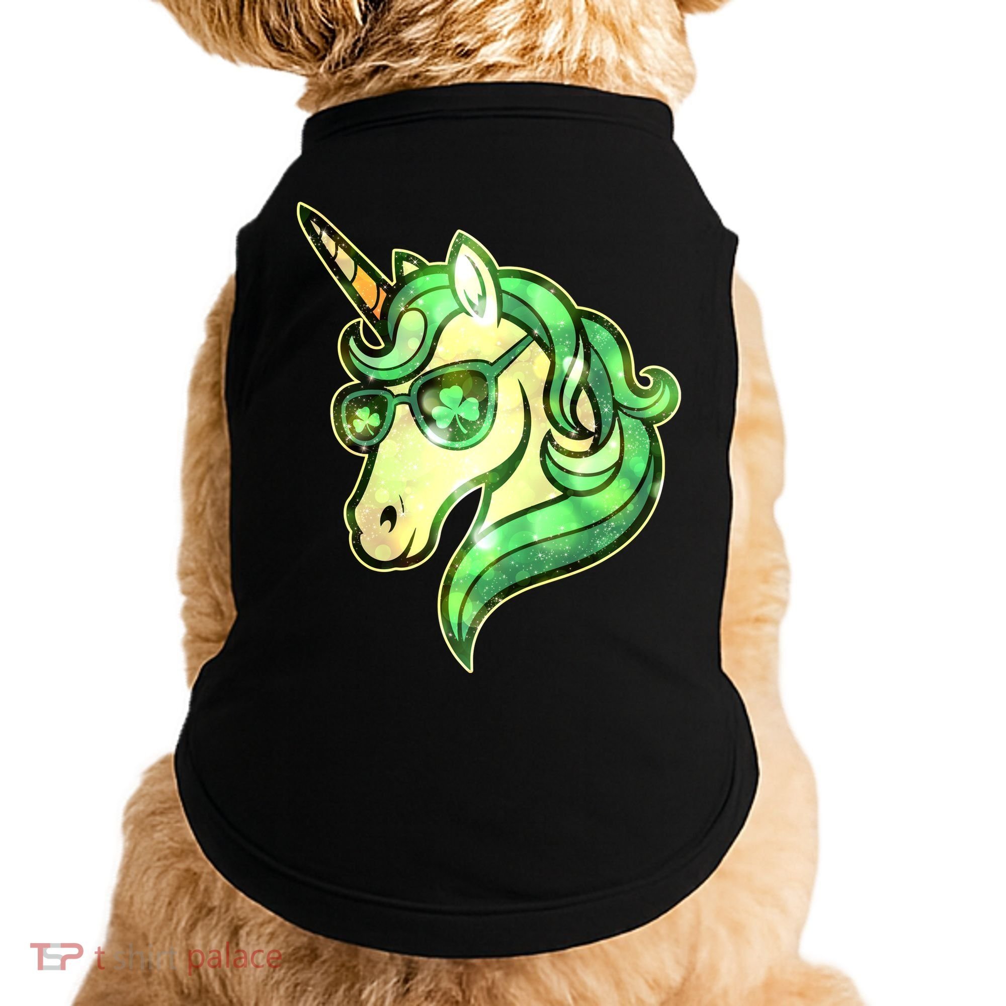Cool St Patricks Day Lucky Shamrock Clover Unicorn Doggie Tank