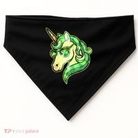 Cool St Patricks Day Lucky Shamrock Clover Unicorn USA-Made Doggie Bandana thumb 0