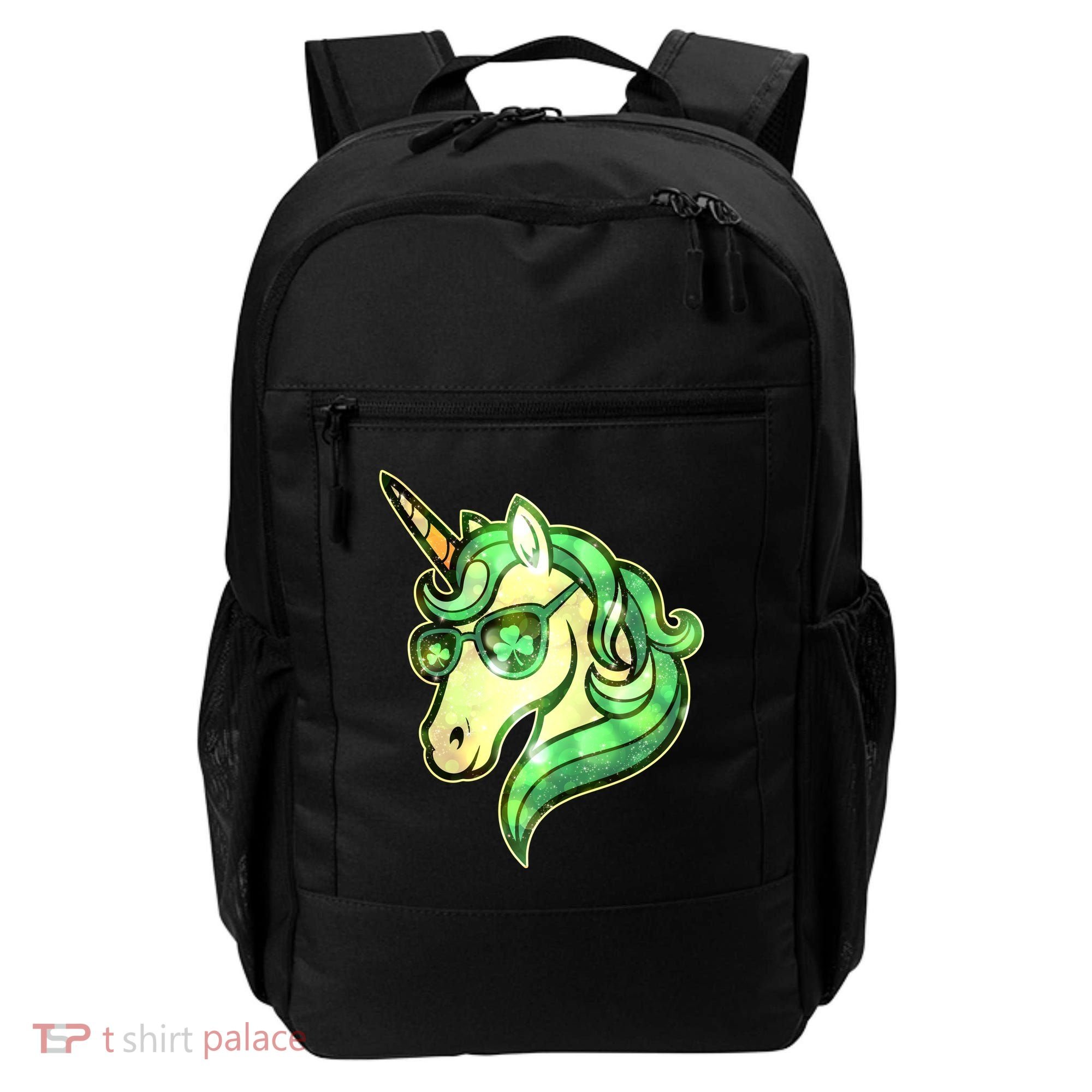 Cool St Patricks Day Lucky Shamrock Clover Unicorn Backpack
