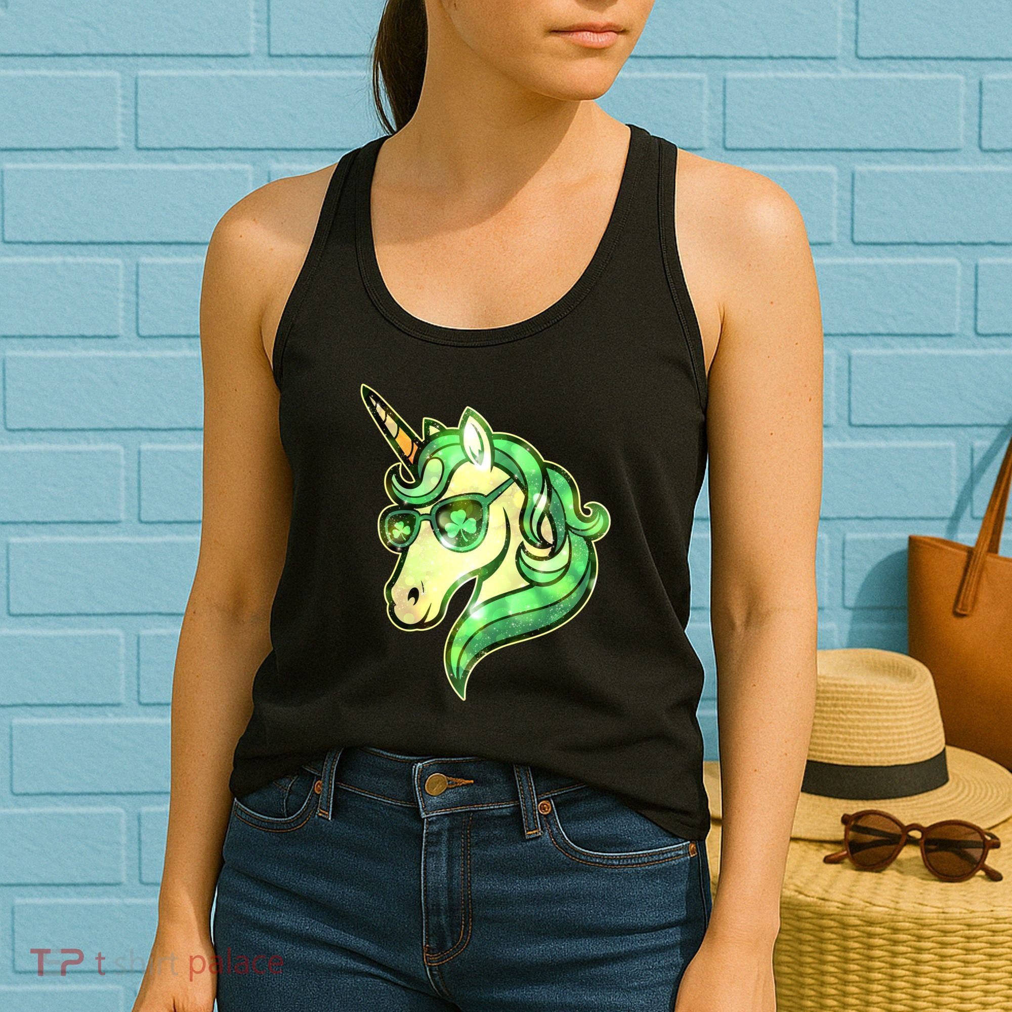 Cool St Patricks Day Lucky Shamrock Clover Unicorn Women's Tank Top