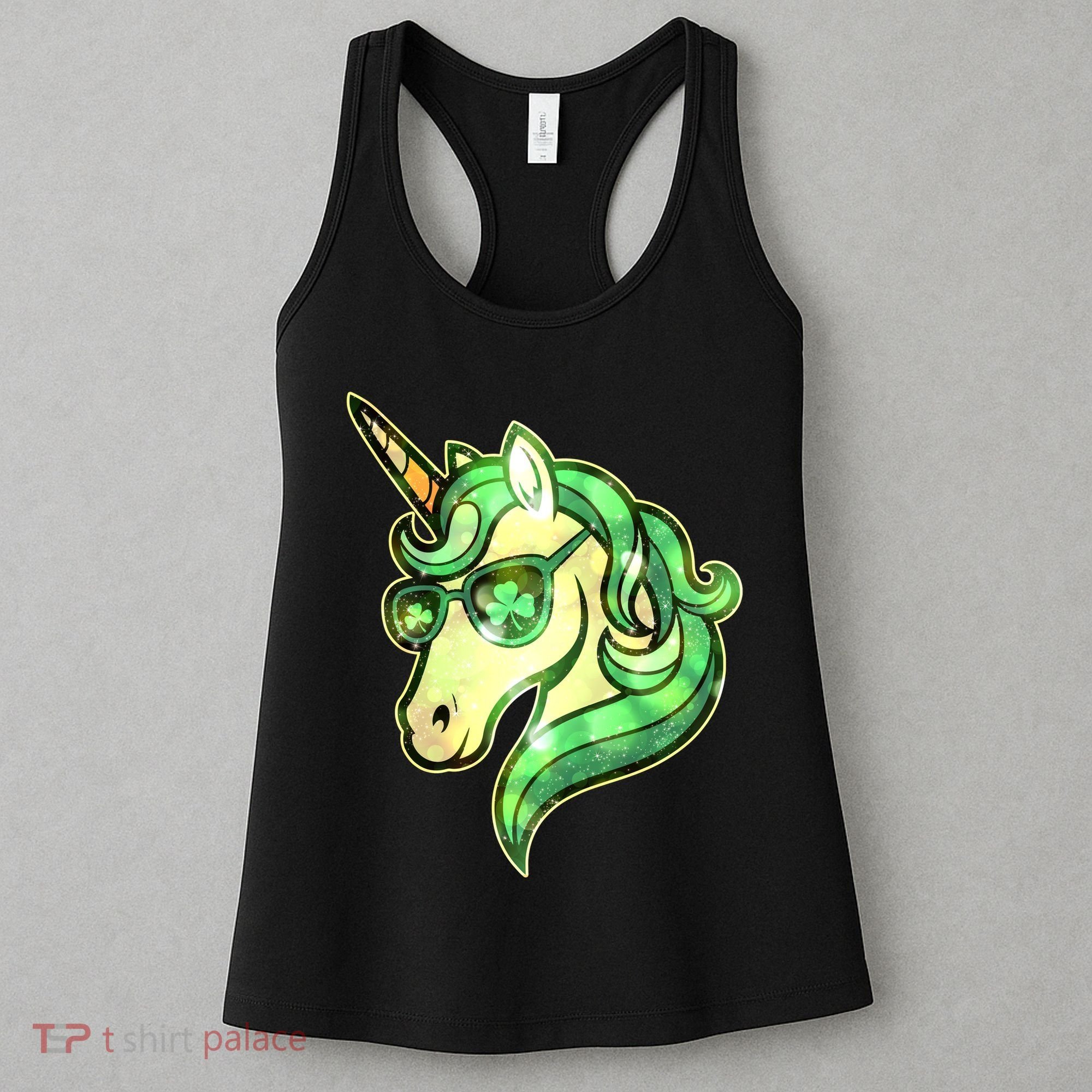 Cool St Patricks Day Lucky Shamrock Clover Unicorn Women's Tank Top