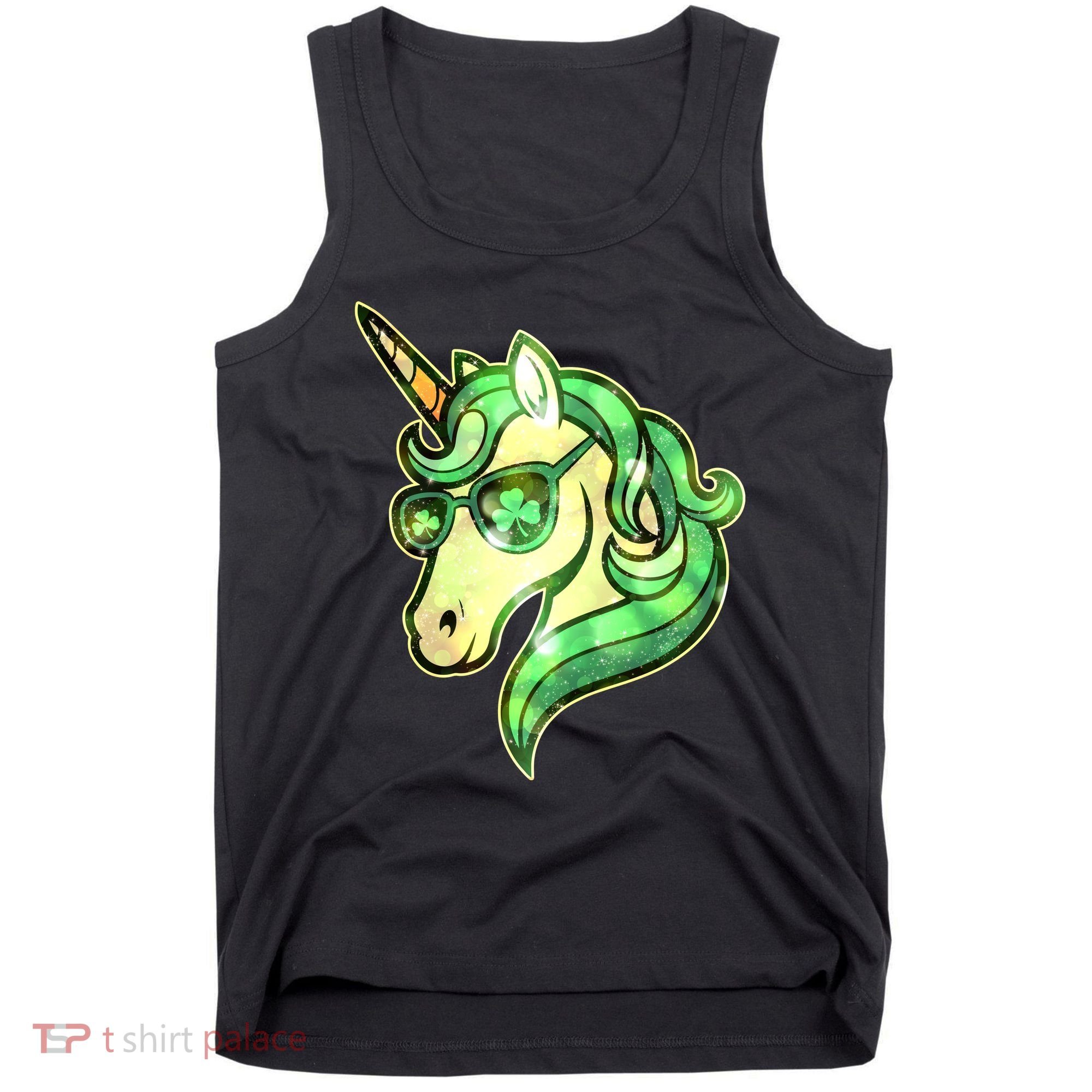 Cool St Patricks Day Lucky Shamrock Clover Unicorn Tank Top