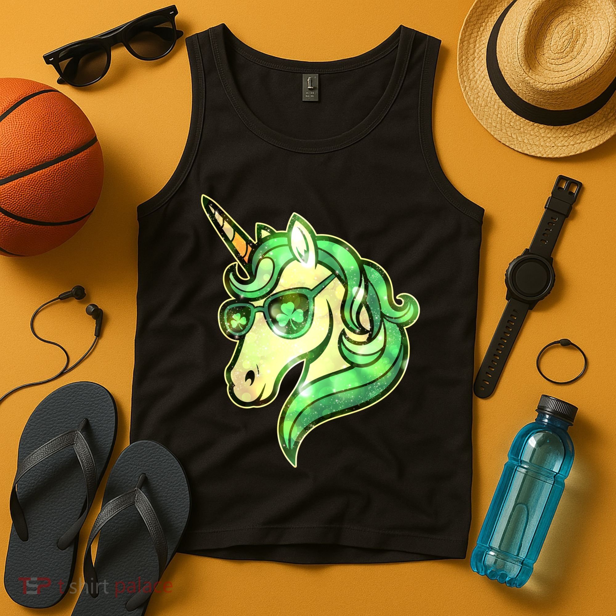 Cool St Patricks Day Lucky Shamrock Clover Unicorn Tank Top
