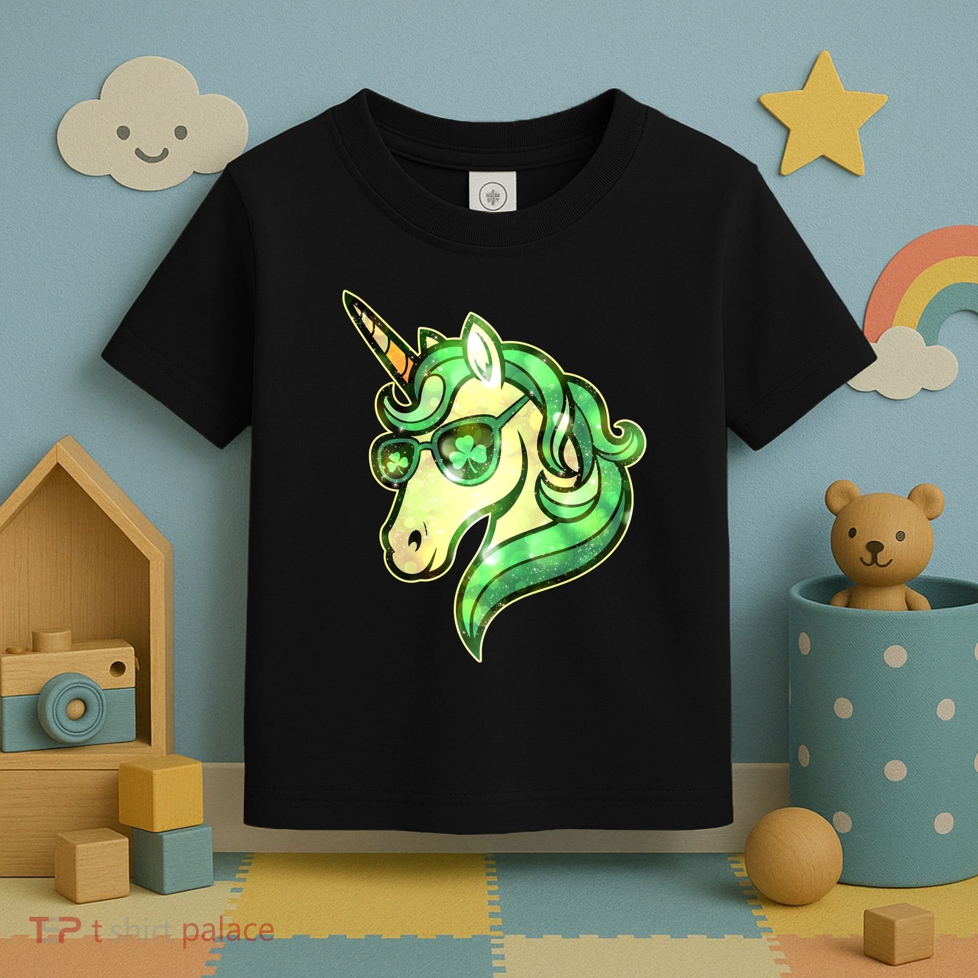 Cool St Patricks Day Lucky Shamrock Clover Unicorn Toddler T-Shirt