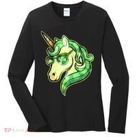Cool St Patricks Day Lucky Shamrock Clover Unicorn Women's Long Sleeve Shirt thumb 0