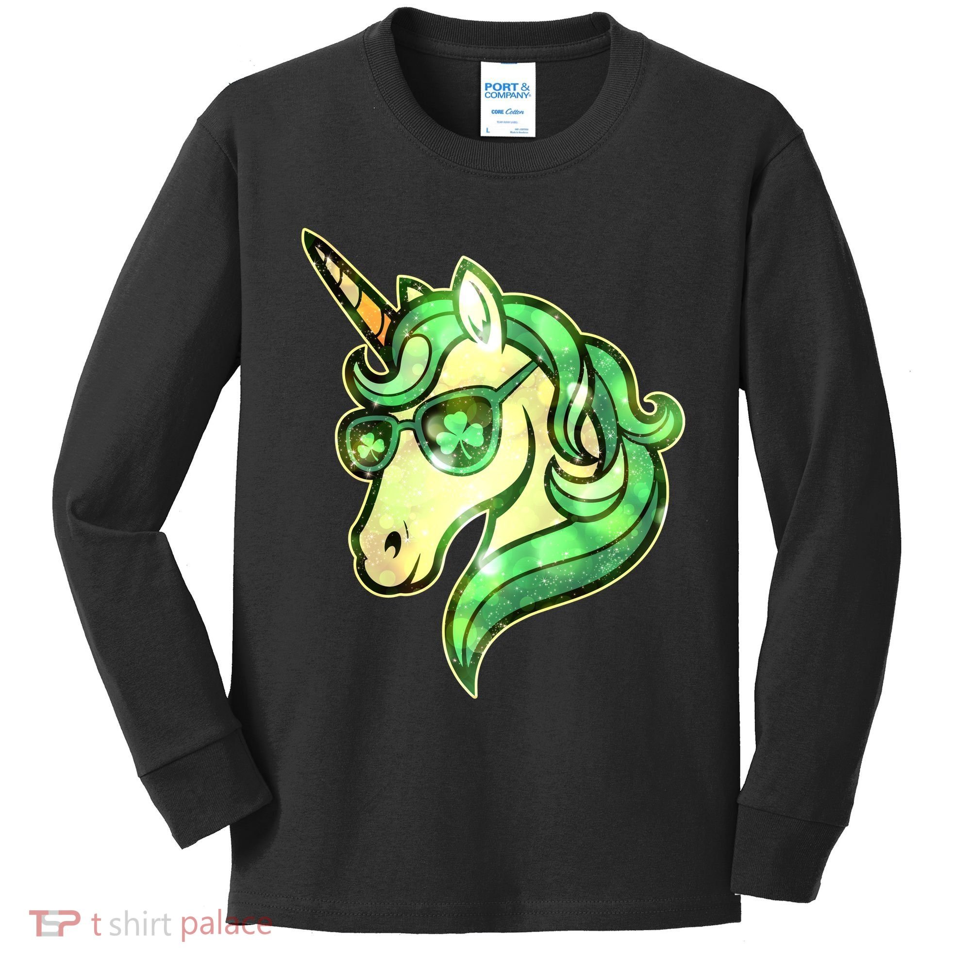Cool St Patricks Day Lucky Shamrock Clover Unicorn Kids Long Sleeve Shirt