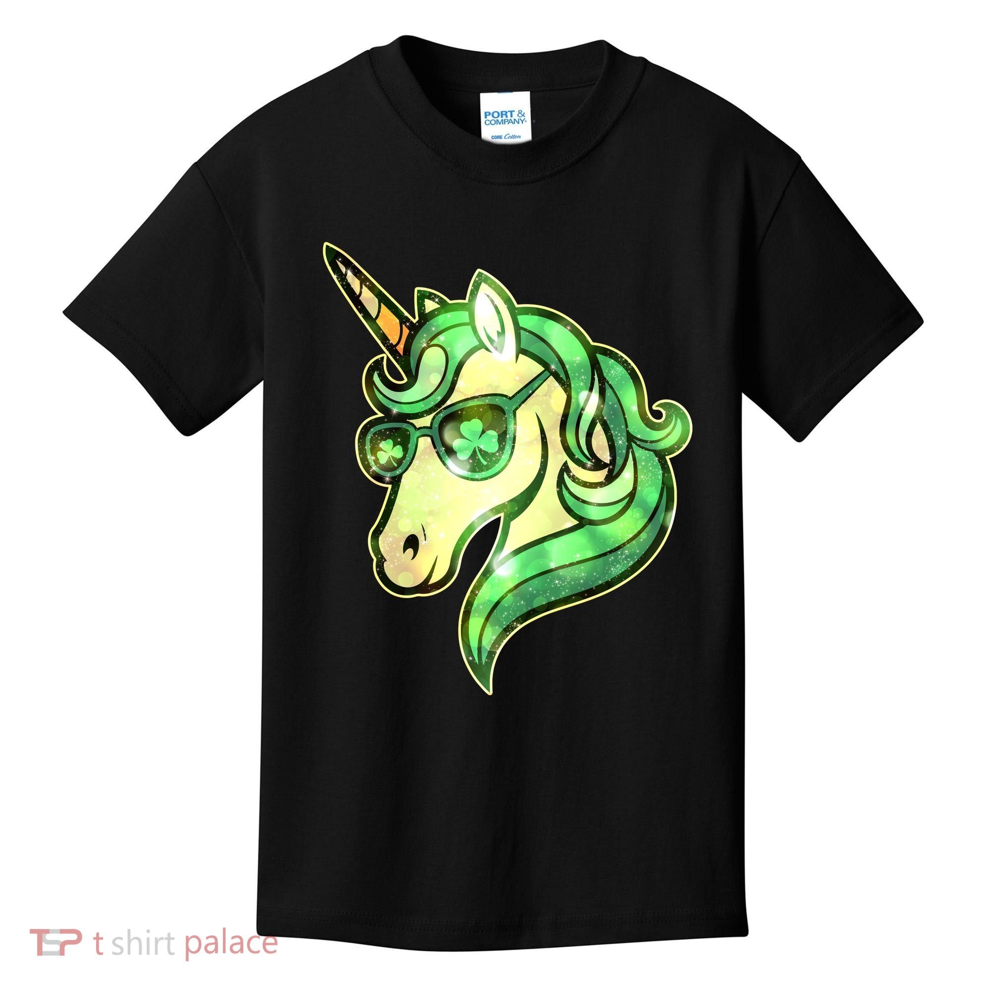 Cool St Patricks Day Lucky Shamrock Clover Unicorn Kids T-Shirt