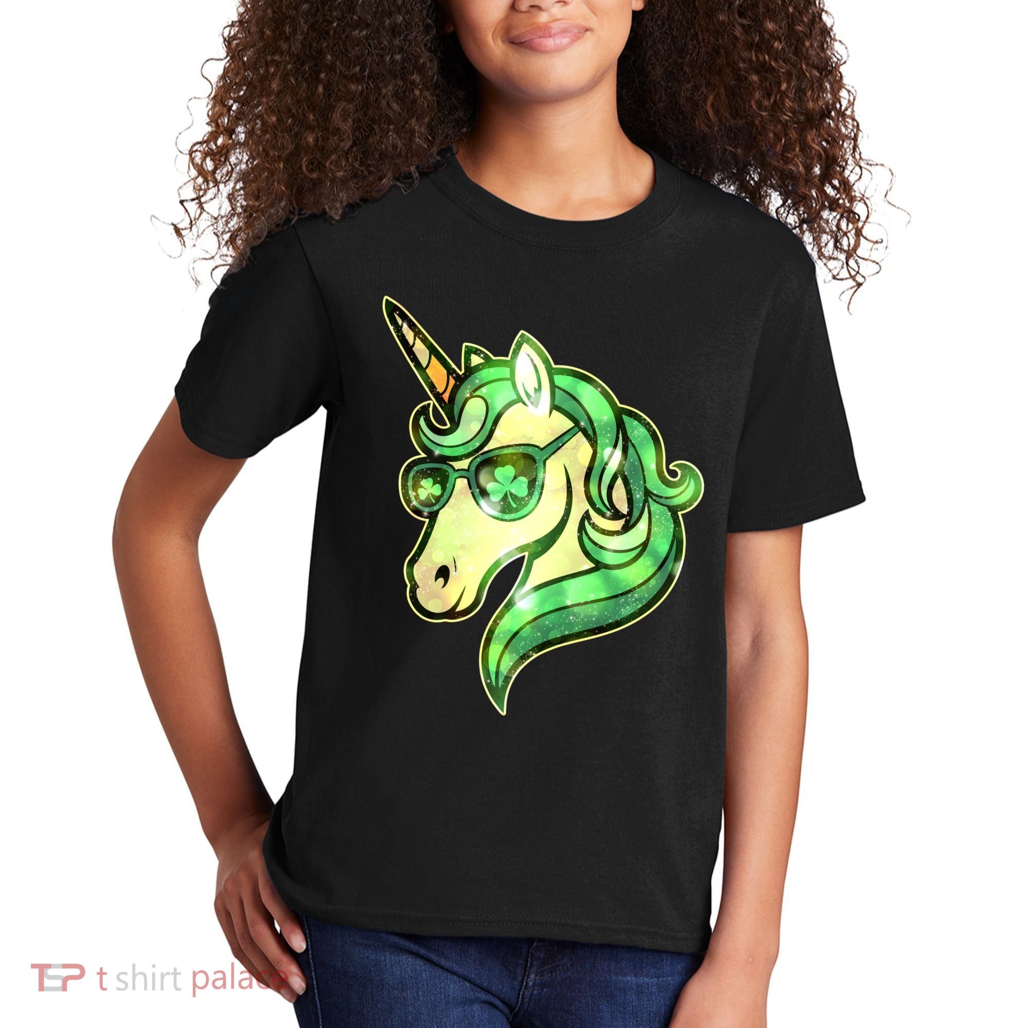 Cool St Patricks Day Lucky Shamrock Clover Unicorn Kids T-Shirt
