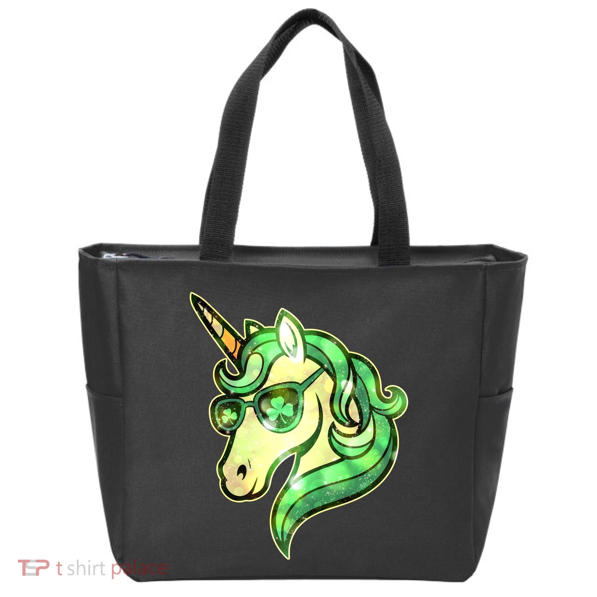 Cool St Patricks Day Lucky Shamrock Clover Unicorn Tote Bag