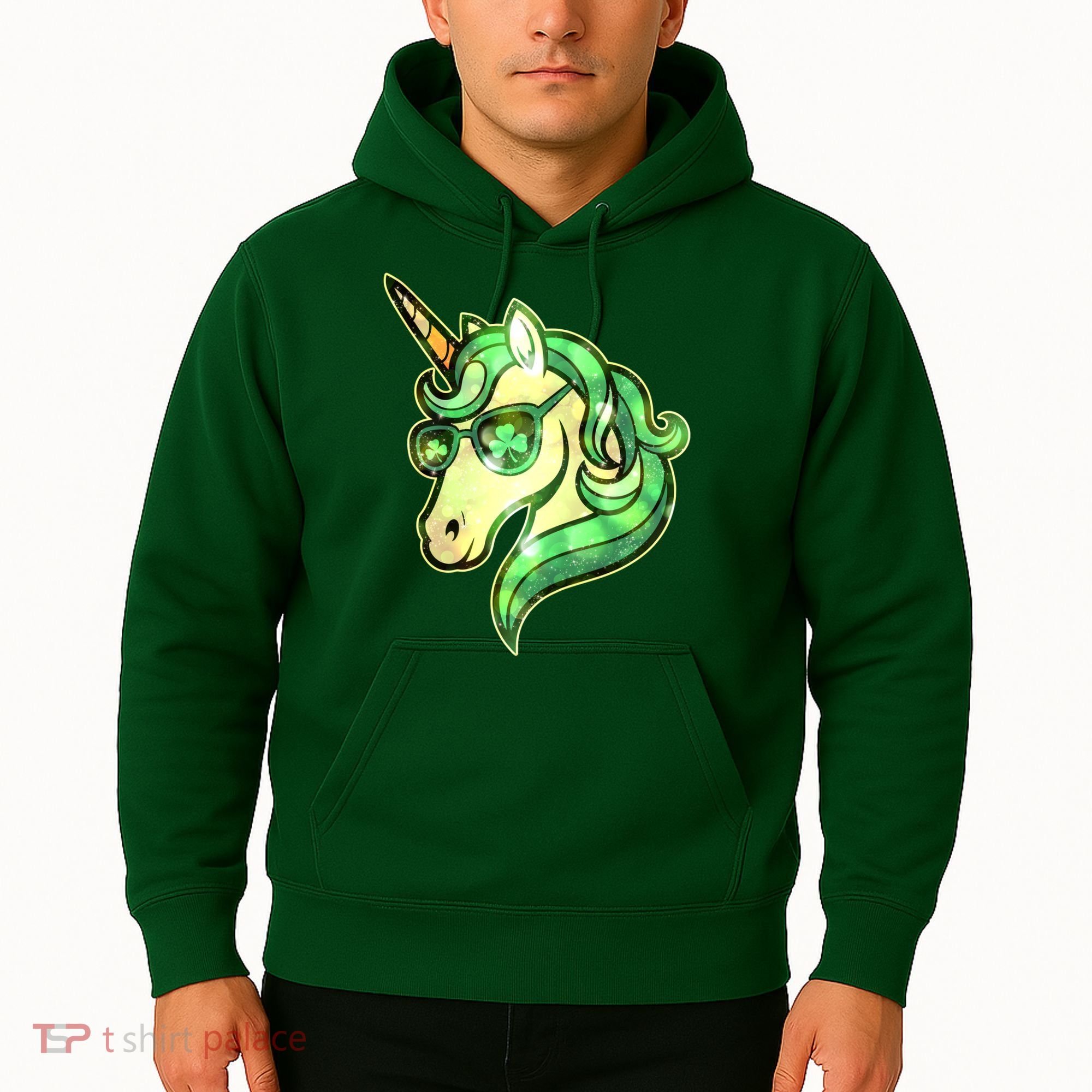 Cool St Patricks Day Lucky Shamrock Clover Unicorn Hoodie