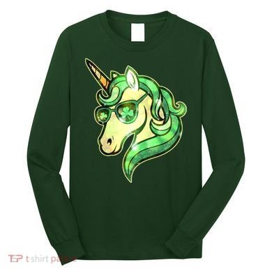 Cool St Patricks Day Lucky Shamrock Clover Unicorn Long Sleeve Shirt