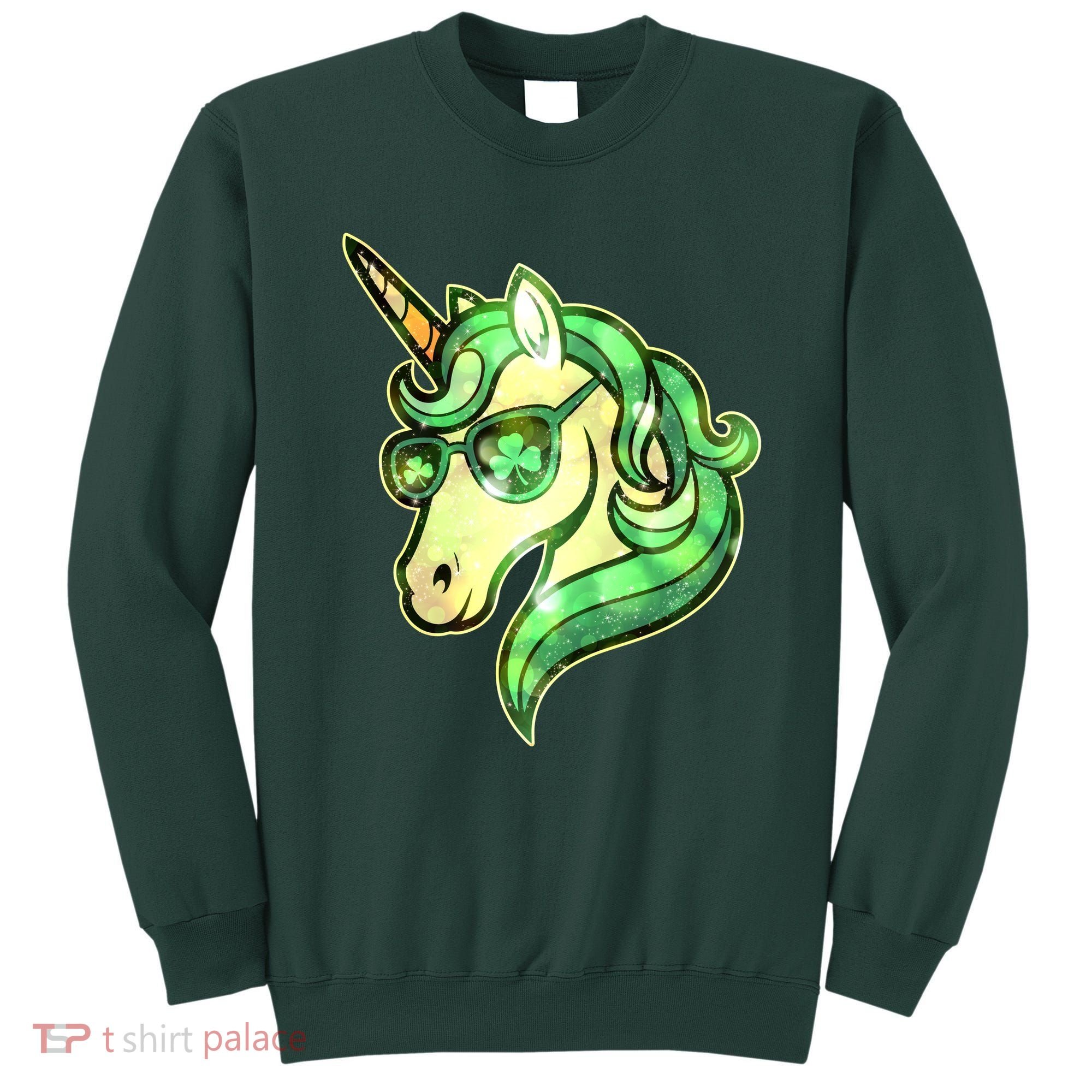 Cool St Patricks Day Lucky Shamrock Clover Unicorn Sweatshirt