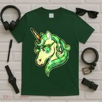 Cool St Patricks Day Lucky Shamrock Clover Unicorn T-Shirt thumb 5