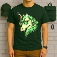 Cool St Patricks Day Lucky Shamrock Clover Unicorn T-Shirt thumb 6
