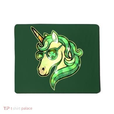 Cool St Patricks Day Lucky Shamrock Clover Unicorn Mousepad