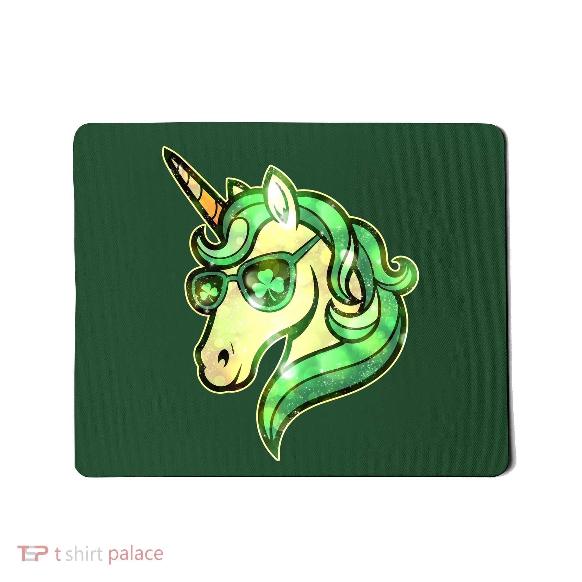 Cool St Patricks Day Lucky Shamrock Clover Unicorn Mousepad