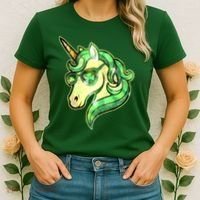Cool St Patricks Day Lucky Shamrock Clover Unicorn Women's T-Shirt thumb 2