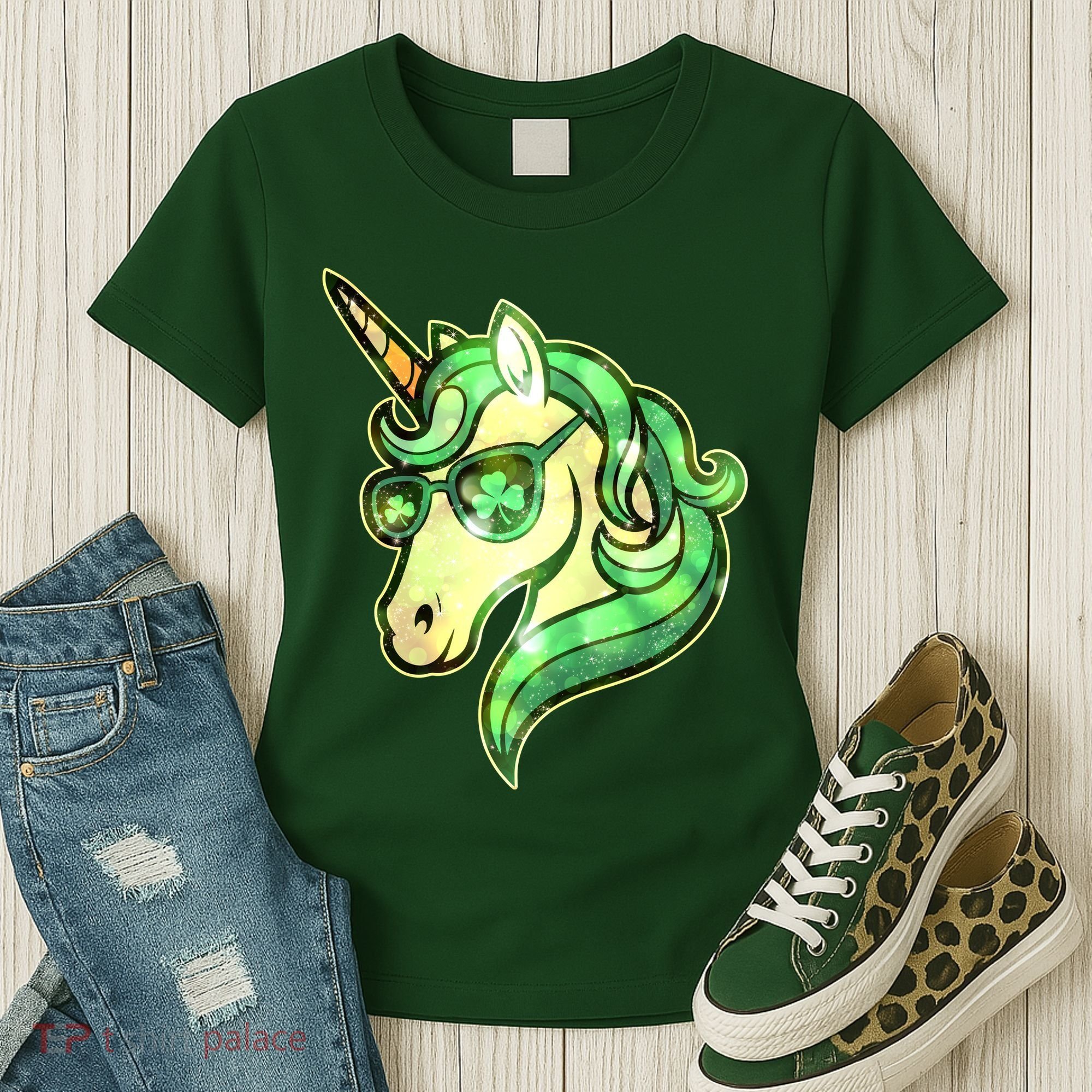 Cool St Patricks Day Lucky Shamrock Clover Unicorn Women's T-Shirt