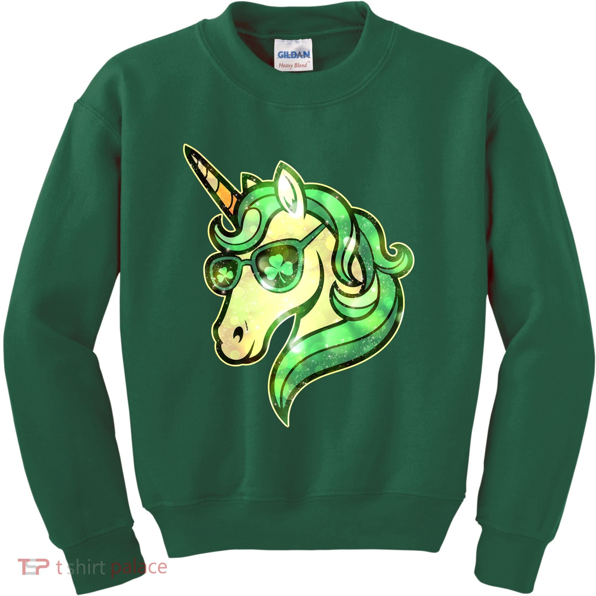 Cool St Patricks Day Lucky Shamrock Clover Unicorn Kids Sweatshirt
