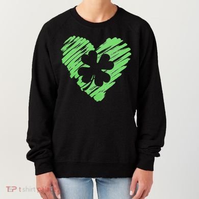 Cute St Patrick's Day Scribble Shamrock Heart Women's Sweatshirt
