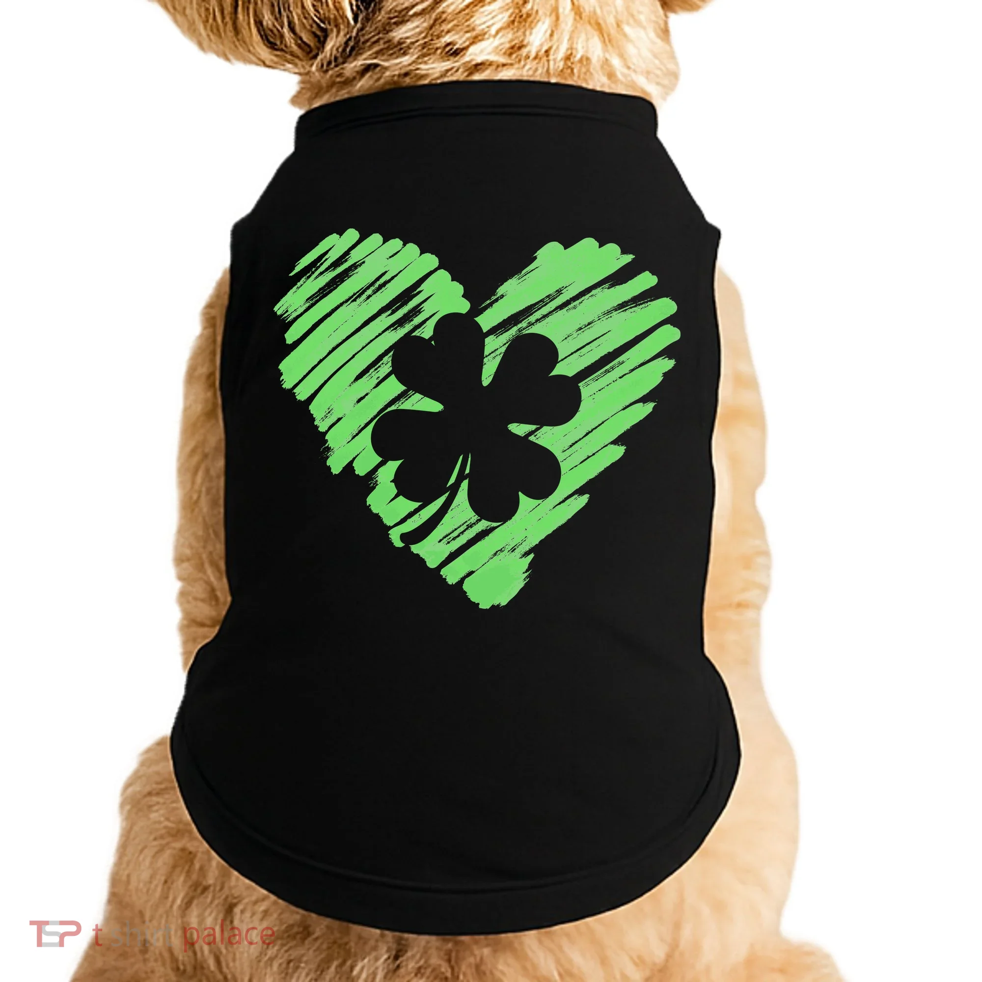 Cute St Patrick's Day Scribble Shamrock Heart Doggie Tank