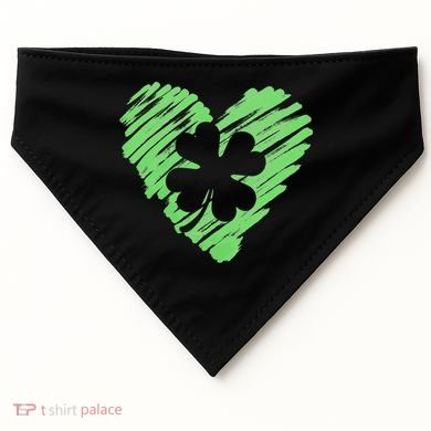 Cute St Patrick's Day Scribble Shamrock Heart USA-Made Doggie Bandana