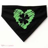 Cute St Patrick's Day Scribble Shamrock Heart USA-Made Doggie Bandana thumb 0