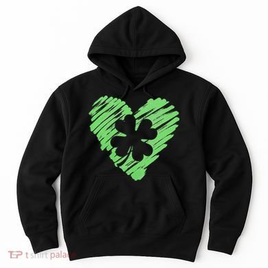 Cute St Patrick's Day Scribble Shamrock Heart Hoodie
