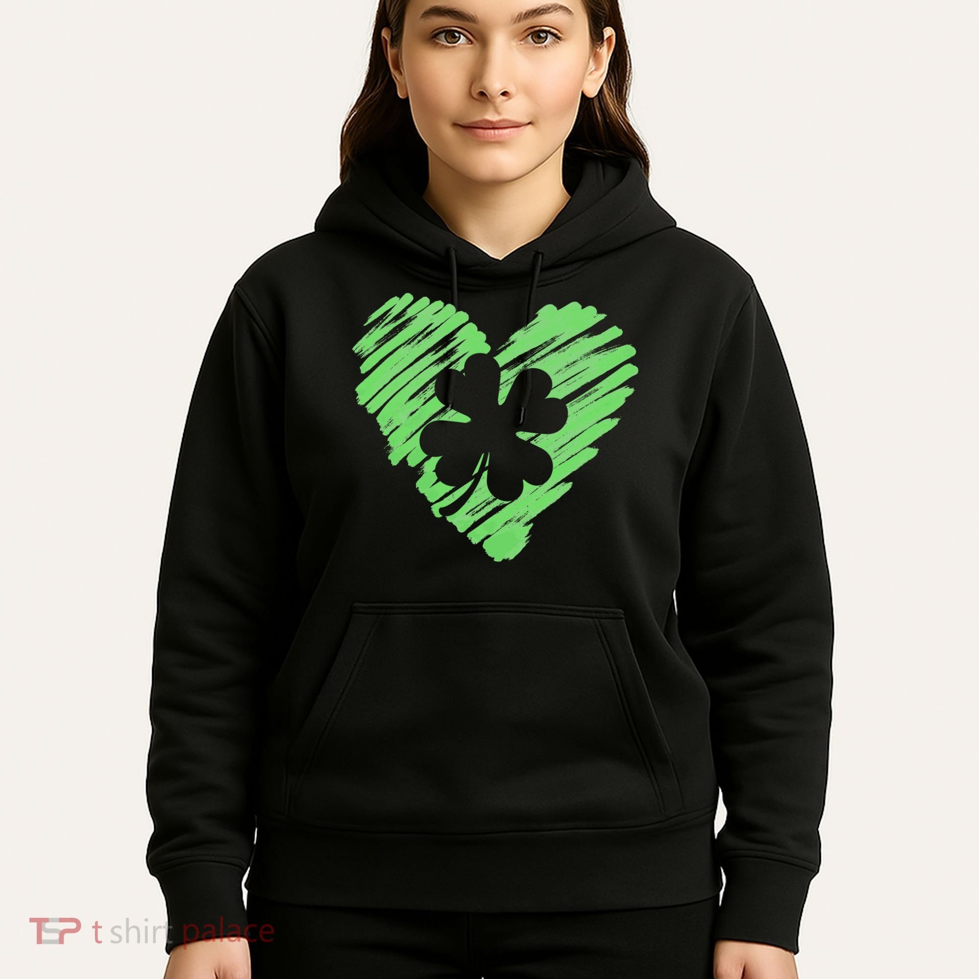 Cute St Patrick's Day Scribble Shamrock Heart Hoodie
