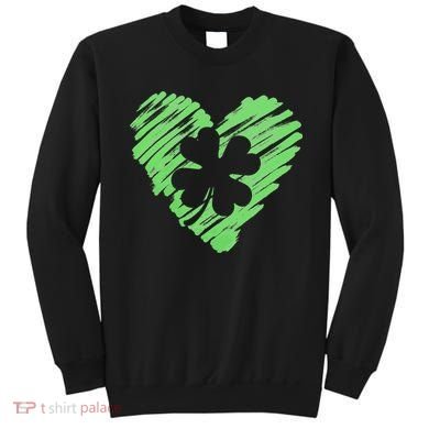 Cute St Patrick's Day Scribble Shamrock Heart Sweatshirt