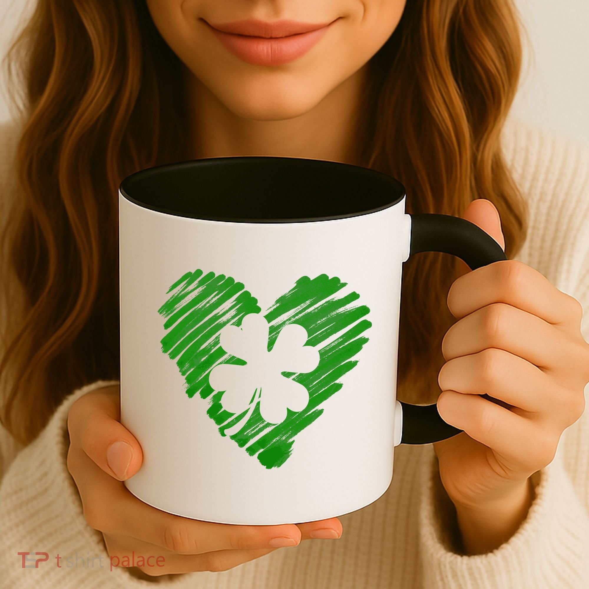 Cute St Patrick's Day Scribble Shamrock Heart Coffee Mug