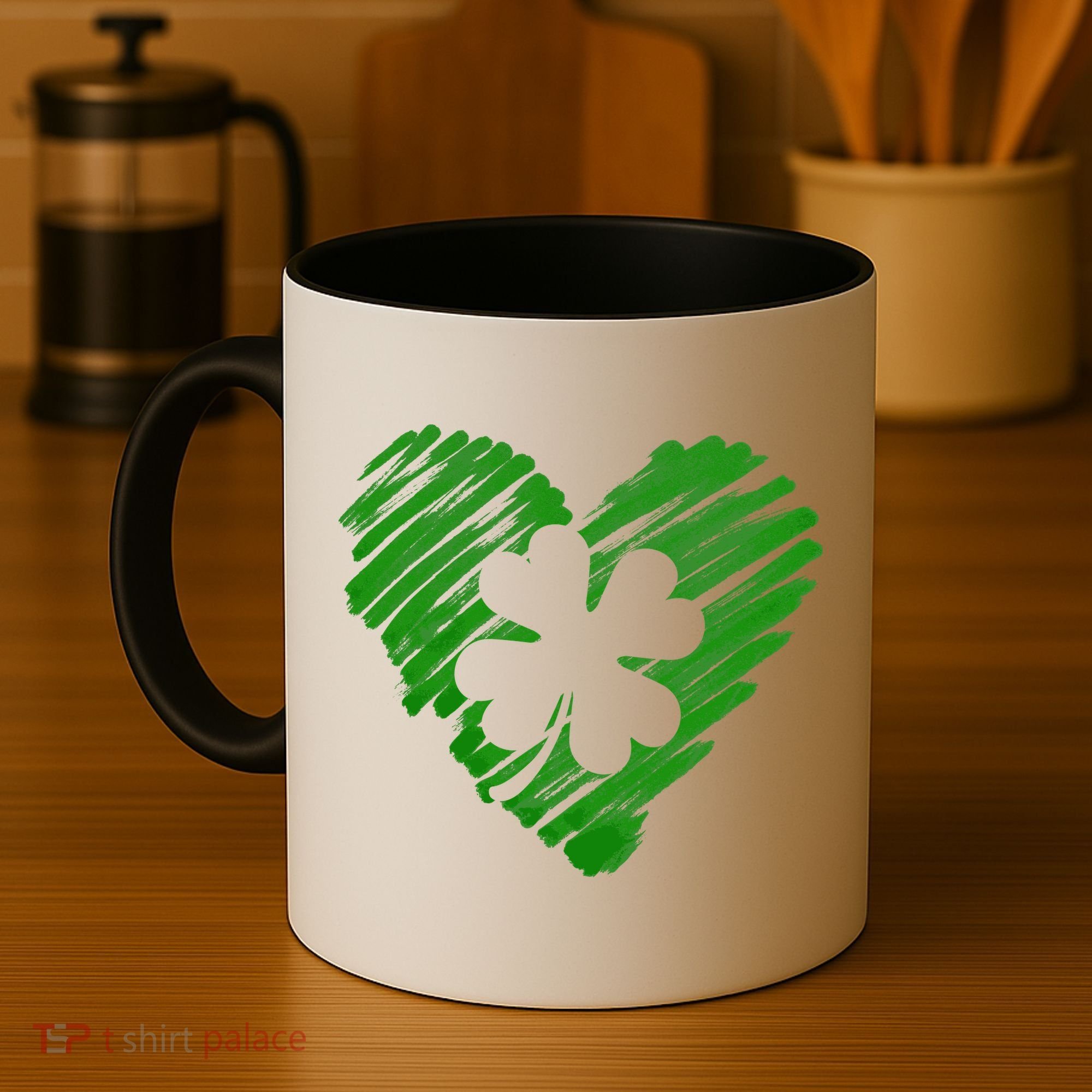 Cute St Patrick's Day Scribble Shamrock Heart Coffee Mug