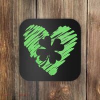 Cute St Patrick's Day Scribble Shamrock Heart Coaster thumb 0
