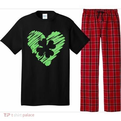 Cute St Patrick's Day Scribble Shamrock Heart Pajama Set