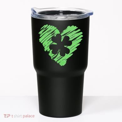 Cute St Patrick's Day Scribble Shamrock Heart Tumbler