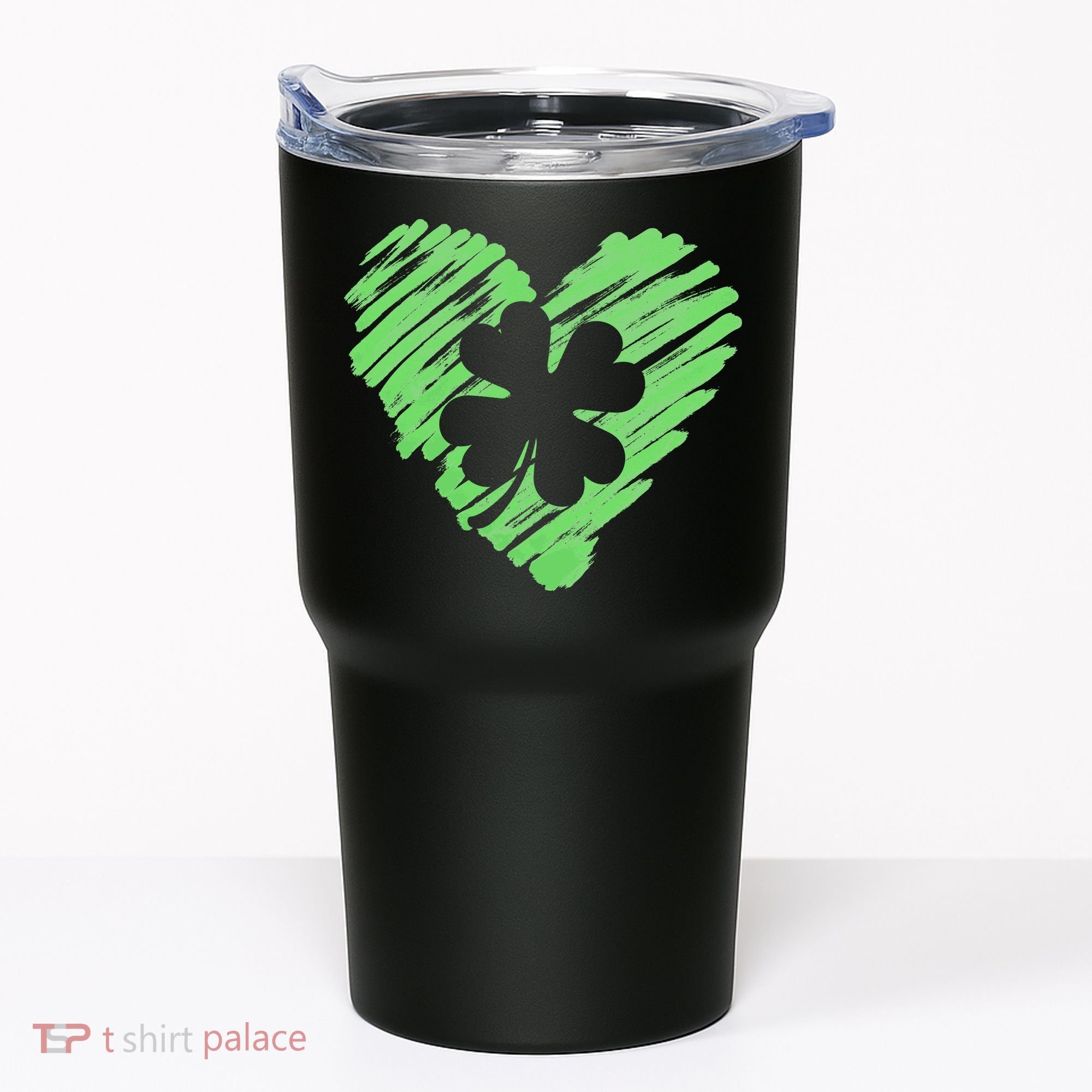 Cute St Patrick's Day Scribble Shamrock Heart Tumbler