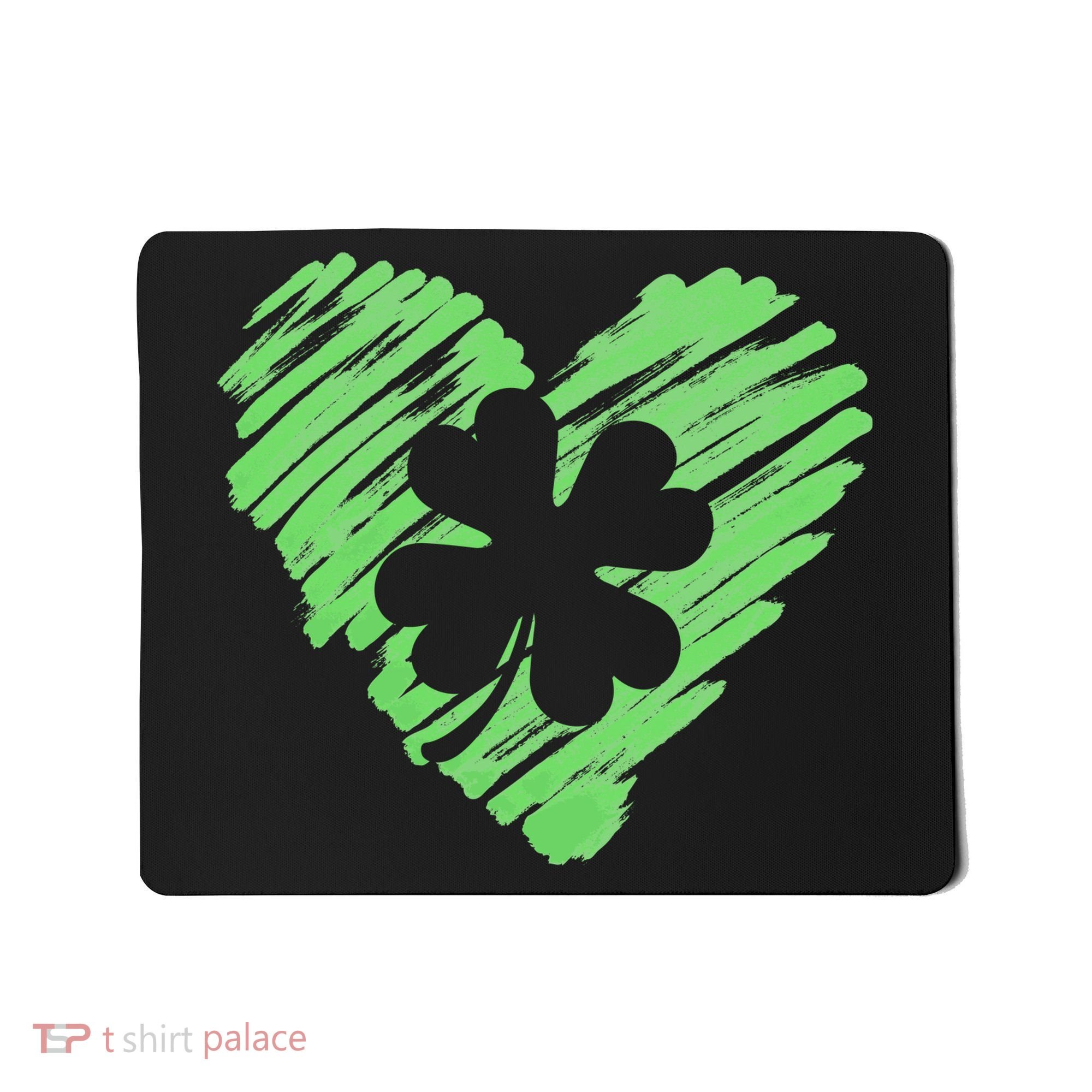 Cute St Patrick's Day Scribble Shamrock Heart Mousepad