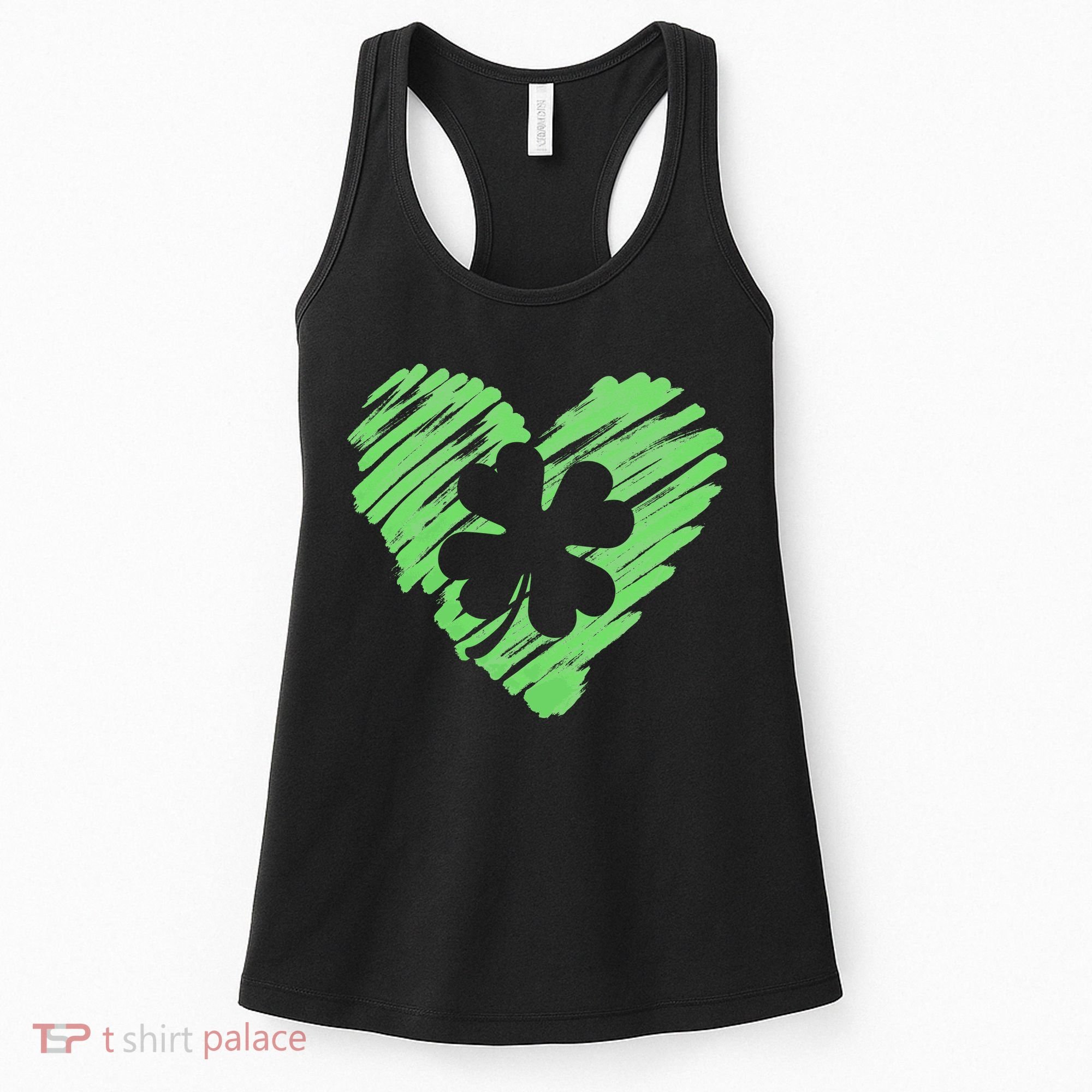 Cute St Patrick's Day Scribble Shamrock Heart Women's Tank Top