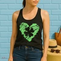 Cute St Patrick's Day Scribble Shamrock Heart Women's Tank Top thumb 2