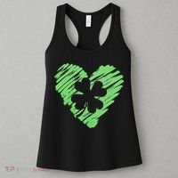 Cute St Patrick's Day Scribble Shamrock Heart Women's Tank Top thumb 3
